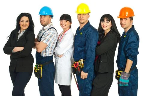Line of different workers Stock Photos