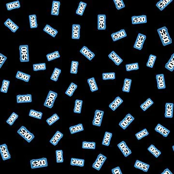 Line Digital alarm clock icon isolated seamless pattern on black background Illustrazione stock