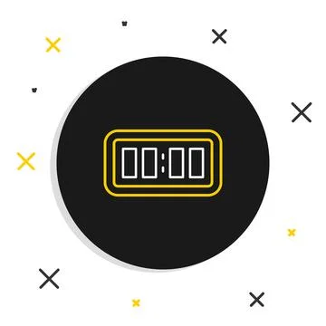 Line Digital alarm clock icon isolated on white background. Electronic watch Illustrazione stock