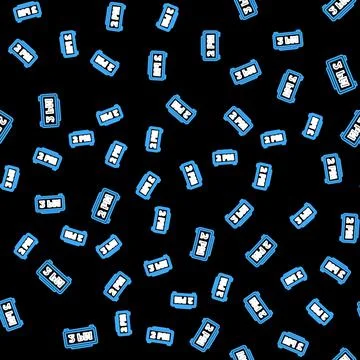 Line Digital alarm clock icon isolated seamless pattern on black background.  Stock Illustration