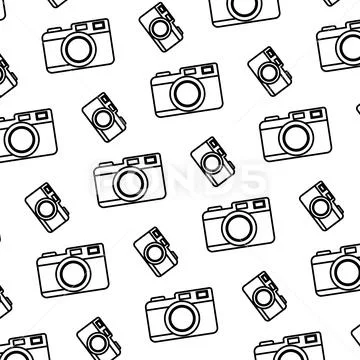 Line digital camera electronic object background Stock Illustration