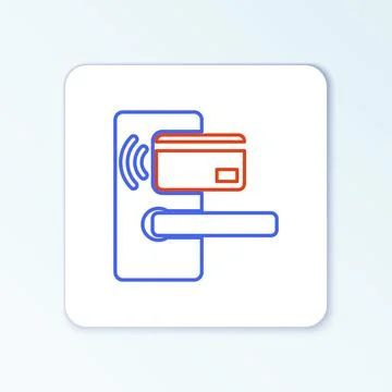 Line Digital door lock with wireless technology for unlock icon isolated on Stock Illustration