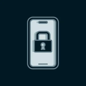 Line Digital door lock with wireless technology for lock icon isolated on b.. Stock Illustration