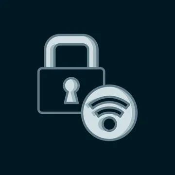 Line Digital door lock with wireless technology for unlock icon isolated on.. Stock Illustration