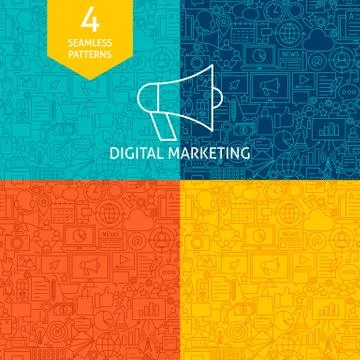 Line Digital Marketing Patterns Illustrazione stock