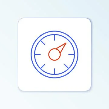 Line Digital speed meter concept with 5G icon isolated on white background Stock Illustration