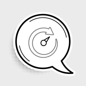 Line Digital speed meter icon isolated on grey background. Global network high Stock Illustration
