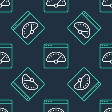 Line Digital speed meter icon isolated seamless pattern on black background Illustrazione stock