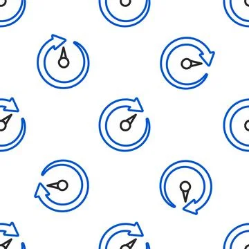 Line Digital speed meter icon isolated seamless pattern on white background Stock Illustration