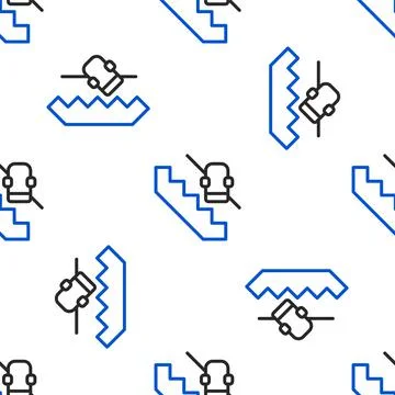 Line Disabled access elevator lift escalator icon isolated seamless pattern on イラスト素材