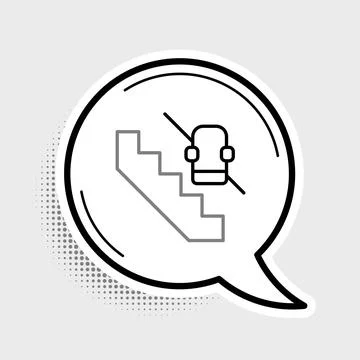Line Disabled access elevator lift escalator icon isolated on grey background Stock Illustration