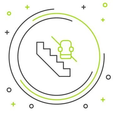 Line Disabled access elevator lift escalator icon isolated on white background 스톡 일러스트