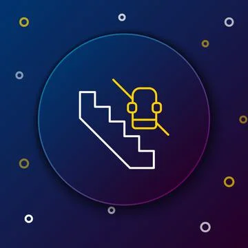 Line Disabled access elevator lift escalator icon isolated on blue background Stock Illustration