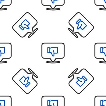 Line Dislike in speech bubble icon isolated seamless pattern on white background 스톡 일러스트