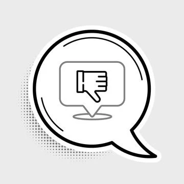 Line Dislike in speech bubble icon isolated on grey background. Colorful outl Stock Illustration