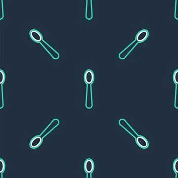 Line Disposable plastic spoon icon isolated seamless pattern on black backg.. Stock Illustration
