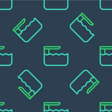 Line Diving board or springboard icon isolated seamless pattern on blue bac.. Illustrazione stock