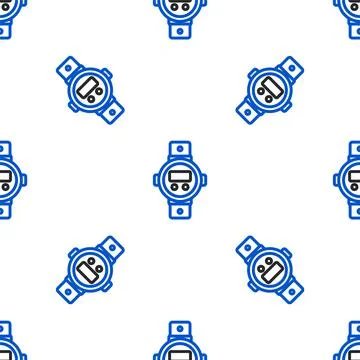 Line Diving watch icon isolated seamless pattern on white background. Diving Illustrazione stock