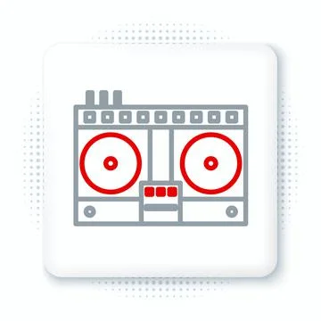 Line DJ remote for playing and mixing music icon isolated on white background Stock Illustration