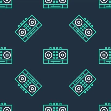 Line DJ remote for playing and mixing music icon isolated seamless pattern on 스톡 일러스트