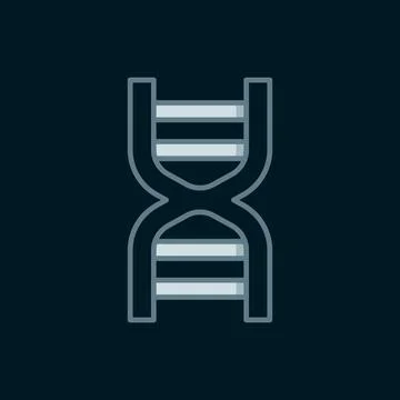 Line DNA symbol icon isolated on black background. Flat filled outline styl.. イラスト素材