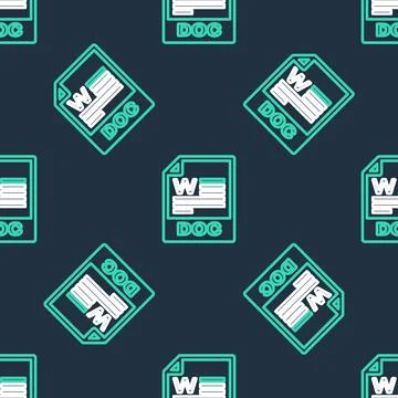 Line DOC file document. Download doc button icon isolated seamless pattern on Stock Illustration