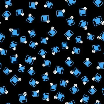 Line Document and lock icon isolated seamless pattern on black background. File イラスト素材