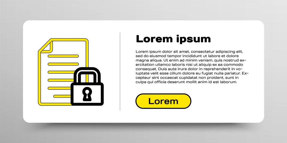 Line Document and lock icon isolated on white background. File format and Illustrazione stock