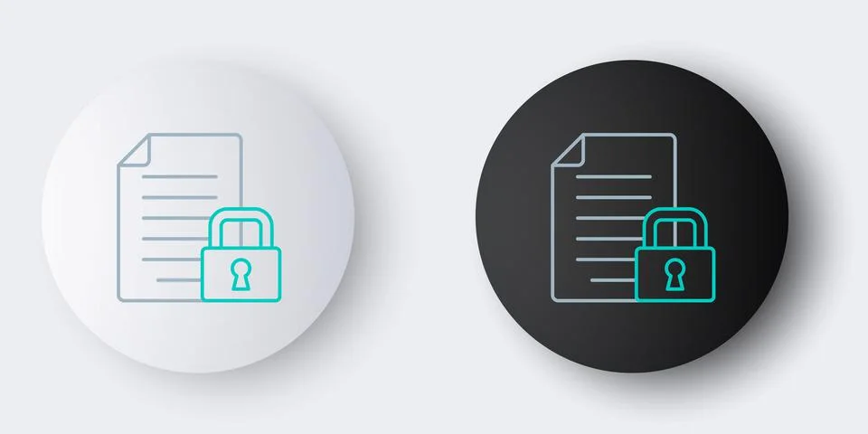 Line Document and lock icon isolated on grey background. File format and padlock 스톡 일러스트