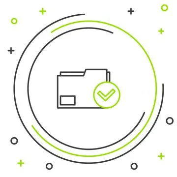 Line Document folder and check mark icon isolated on white background. Checkl イラスト素材