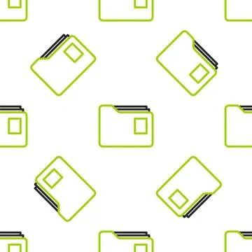 Line Document folder icon isolated seamless pattern on white background Stock Illustration