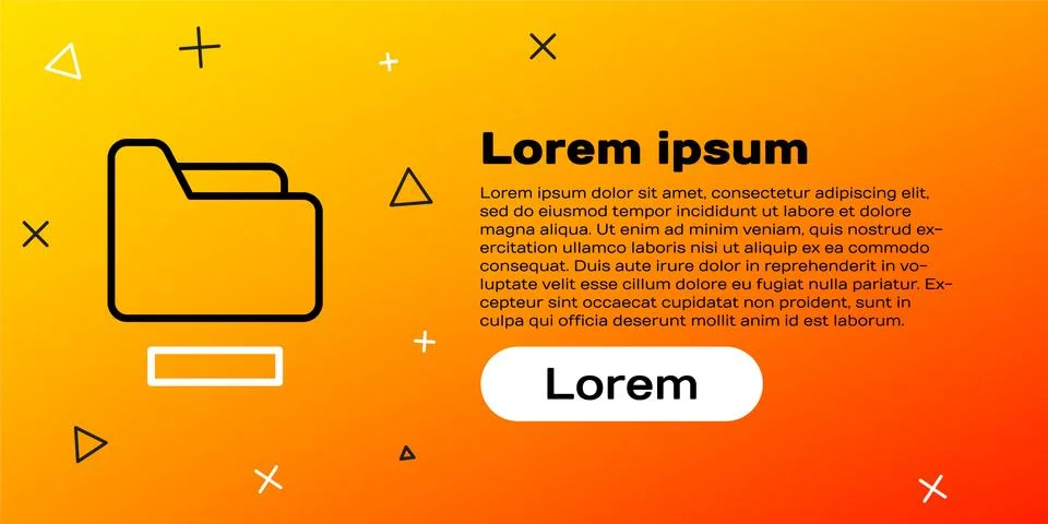 Line Document folder icon isolated on yellow background. Accounting binder Stock Illustration