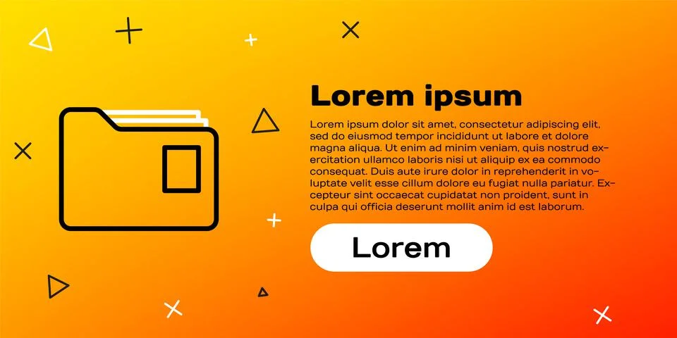 Line Document folder icon isolated on yellow background. Accounting binder Illustrazione stock