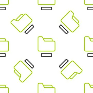 Line Document folder icon isolated seamless pattern on white background Stock Illustration