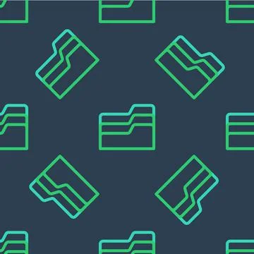 Line Document folder icon isolated seamless pattern on blue background Stock Illustration