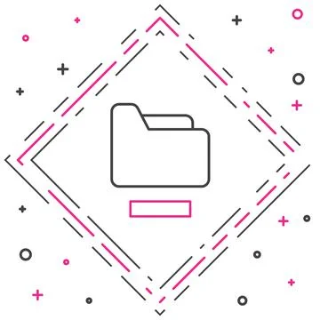 Line Document folder icon isolated on white background. Accounting binder symbol Stock Illustration