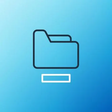 Line Document folder icon isolated on blue background. Accounting binder symbol Stock Illustration
