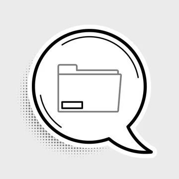 Line Document folder icon isolated on grey background. Accounting binder symbol Illustrazione stock