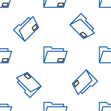 Line Document folder icon isolated seamless pattern on white background. Acco Stock Illustration