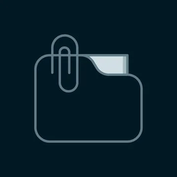 Line Document folder with paper clip icon isolated on black background. Acc.. Stockillustratie