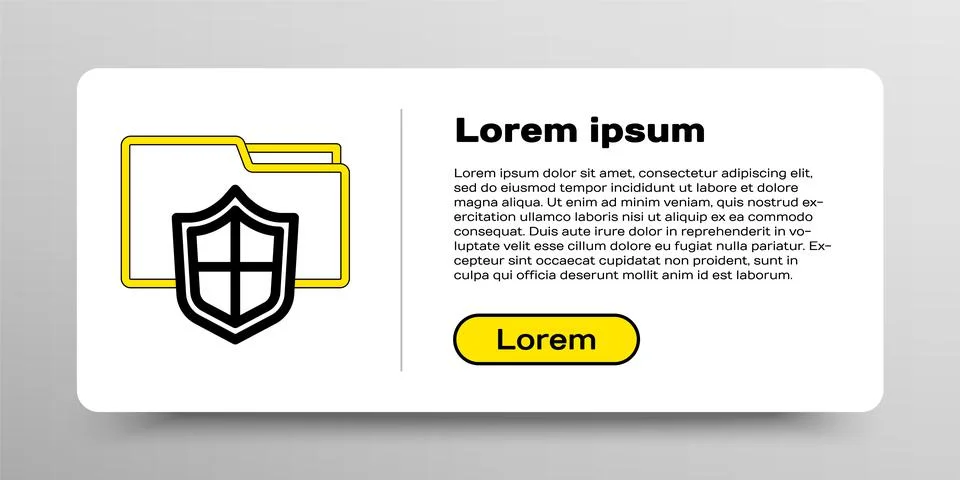 Line Document folder protection concept icon isolated on white background. Co Illustrazione stock