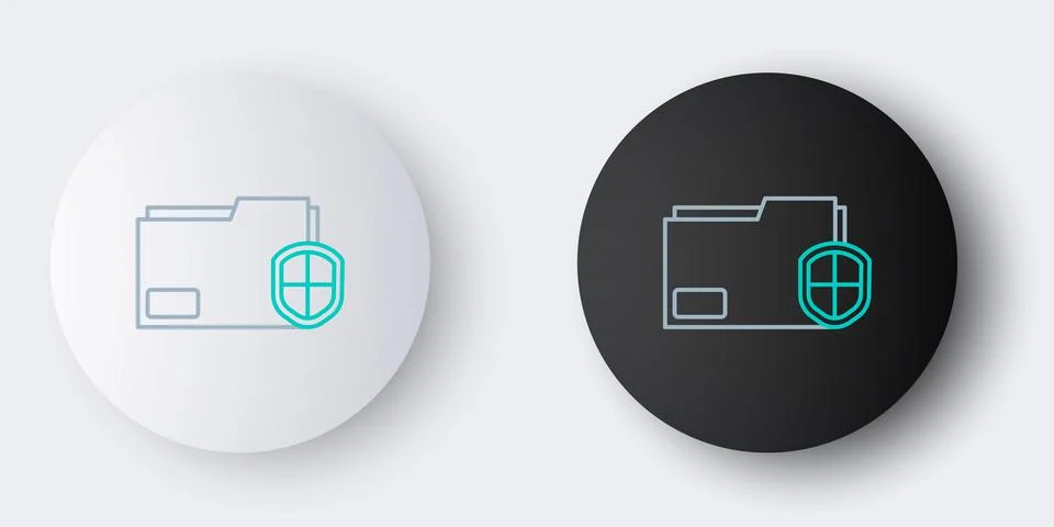 Line Document folder protection concept icon isolated on grey background Illustrazione stock