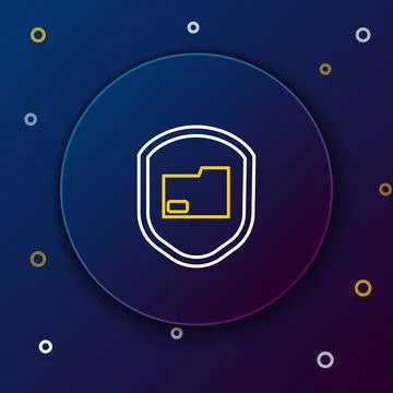 Line Document folder protection concept icon isolated on blue background Illustrazione stock
