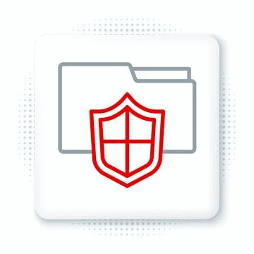 Line Document folder protection concept icon isolated on white background. Co Illustrazione stock