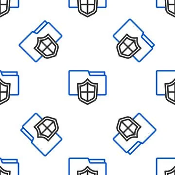 Line Document folder protection concept icon isolated seamless pattern on w.. Illustrazione stock