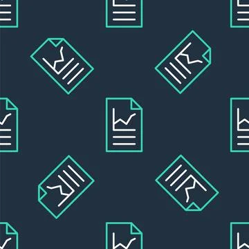 Line Document with graph chart icon isolated seamless pattern on black Illustrazione stock