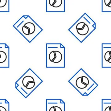 Line Document with graph chart icon isolated seamless pattern on white 스톡 일러스트