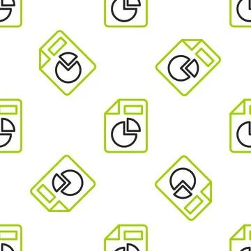 Line Document with graph chart icon isolated seamless pattern on white backgr Stock Illustration