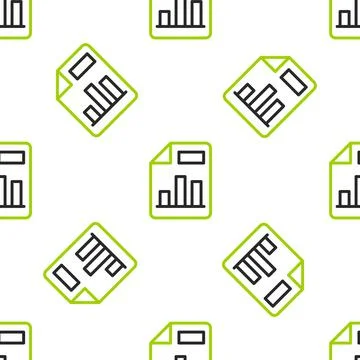 Line Document with graph chart icon isolated seamless pattern on white Stock Illustration