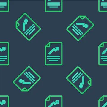 Line Document with graph chart icon isolated seamless pattern on blue background Illustrazione stock